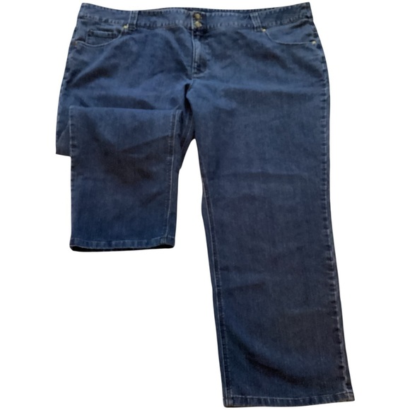 CJ Banks Dark Blue Straight Leg Jeans Plus Size 28 W Petite - Picture 2 of 10